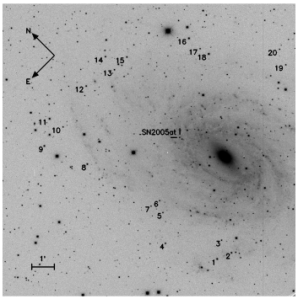 Imagen publicada en trabajo de E. Kankare et al. (2014) de la SN 2005at cuando fue observada el 10 de Abril del 2005.